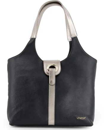 Geanta  Shopper, piele naturala, 32x35x9cm, Negru