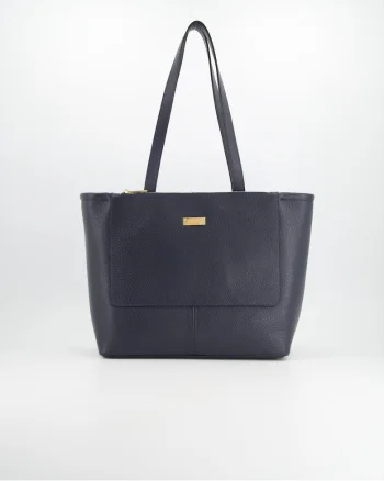 Geanta shopper  piele naturala, albastru marin, 28x32x13cm, 2 buzunare interioare, 2 buzunare exterioare