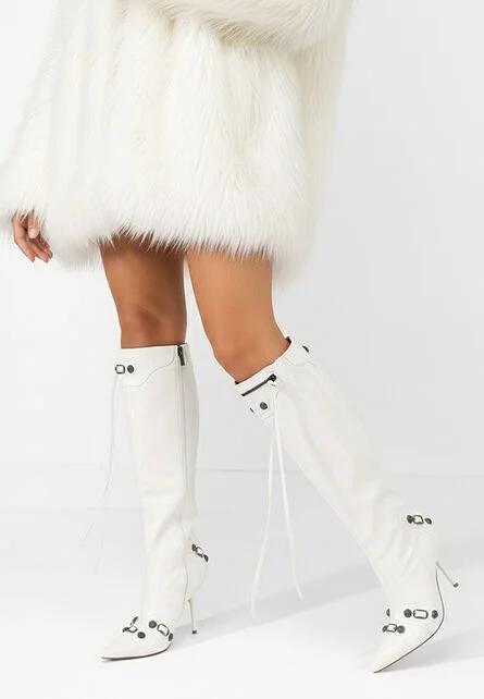 Cizme stiletto Supreme albe