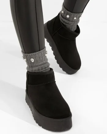 Cizme tip ugg cu platformă Zenaria negre