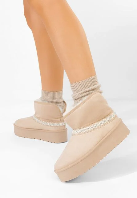 Cizme tip ugg cu platformă Orelis bej