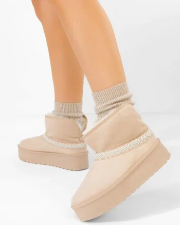 Cizme tip ugg cu platformă Orelis bej