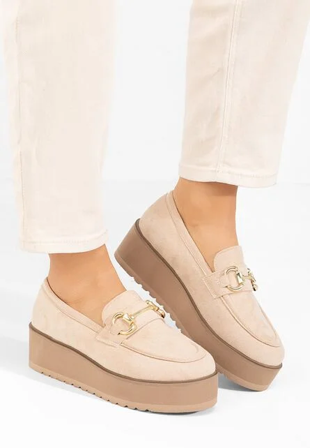 Mocasini cu platforma Leondra V3 bej