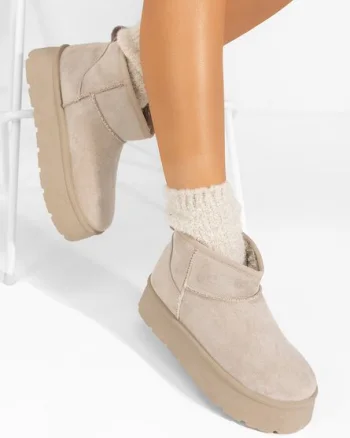 Cizme tip ugg cu platformă Savieda V7 kaki