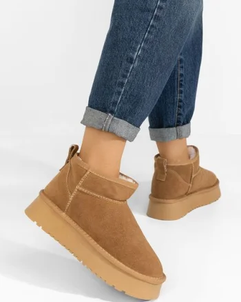 Cizme tip ugg cu platforma Cortney camel
