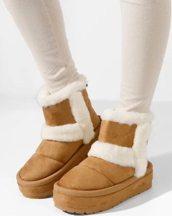 Cizme tip ugg Tarra camel