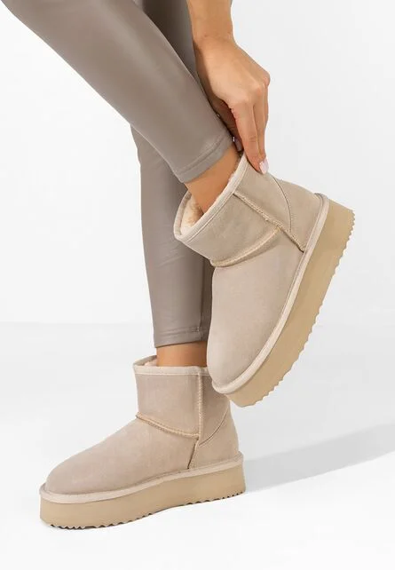 Cizme tip ugg cu platformă Nalya bej