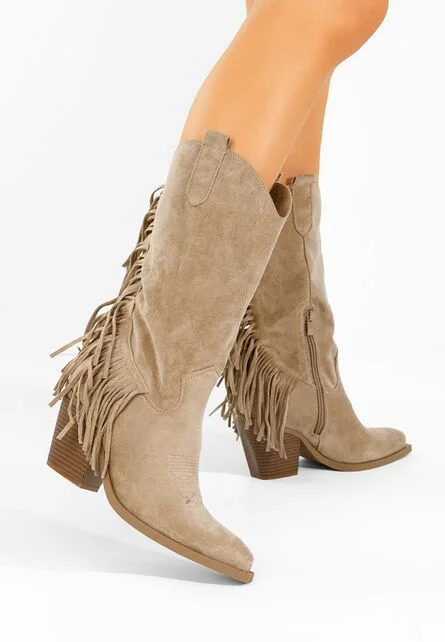 Cizme cowboy dama Givora kaki
