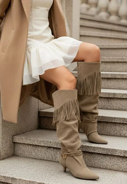 Cizme inalte dama Marcela kaki