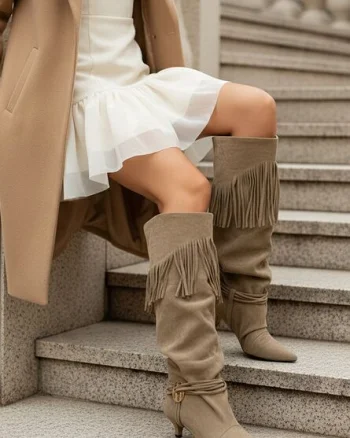 Cizme inalte dama Marcela kaki