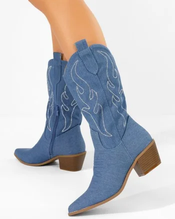 Cizme cowboy damă Gevina denim