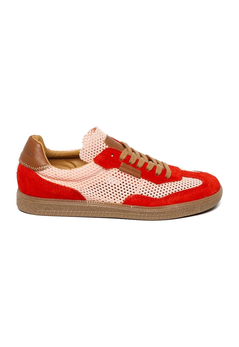 Pantofi sport din material textil cu varf rotund, Rosu/Caramel/Roz