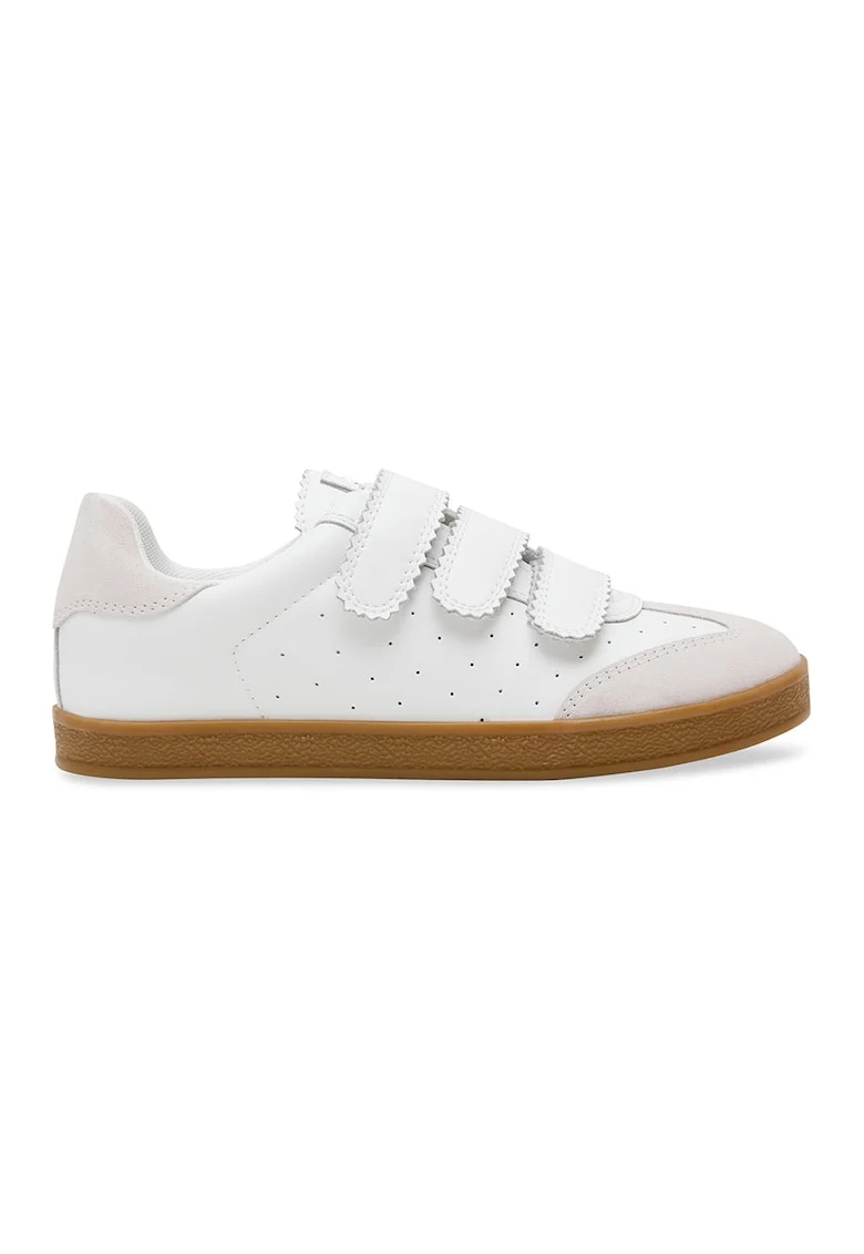 Pantofi sport de piele intoarsa si piele cu velcro Daybreak, Alb