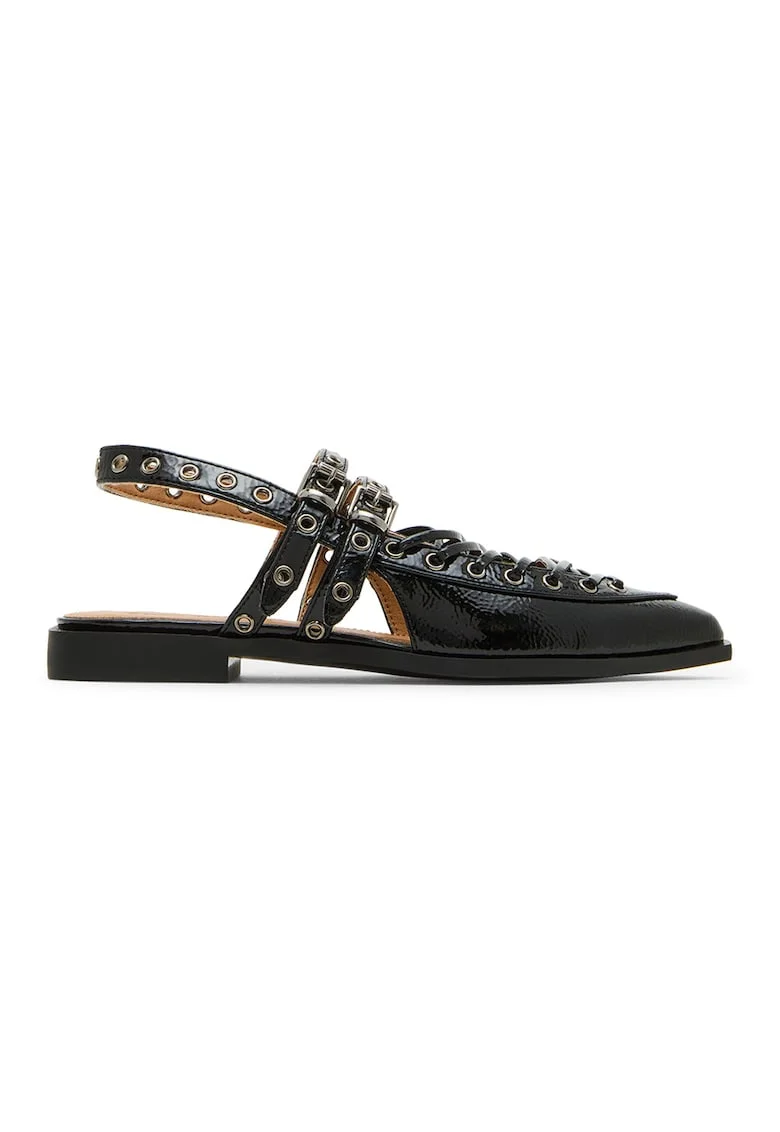 Pantofi slingback din piele, Negru