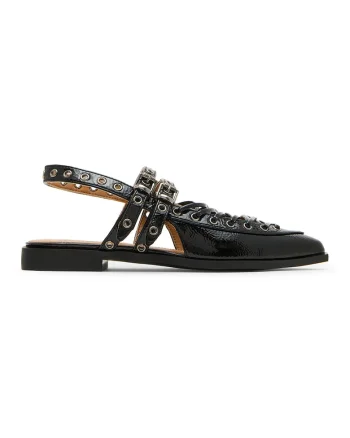 Pantofi slingback din piele, Negru