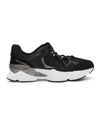Pantofi sport demi-wedge cu garnituri de piele, Negru,