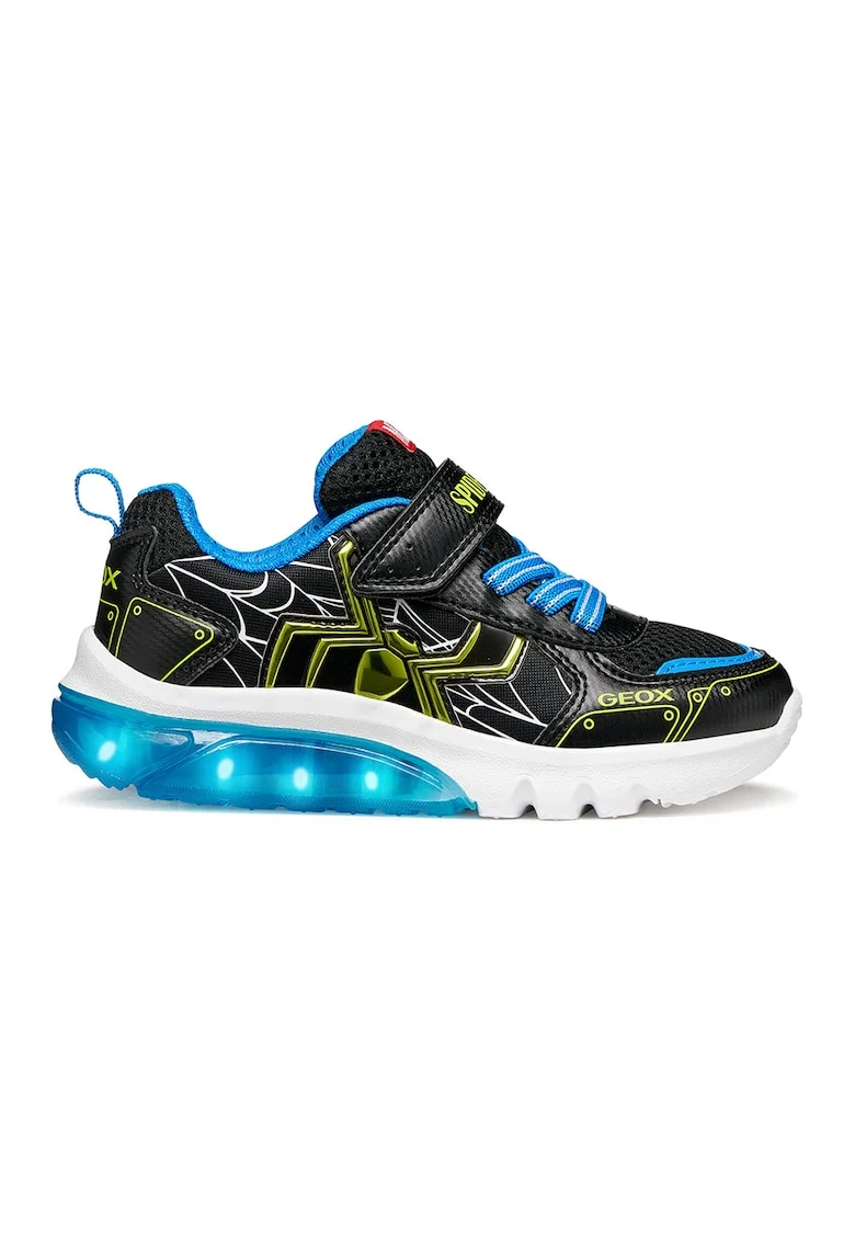 Pantofi sport Ciberdron Boy cu tematica Spider-Man, Negru/Verde lime/Albastru deschis