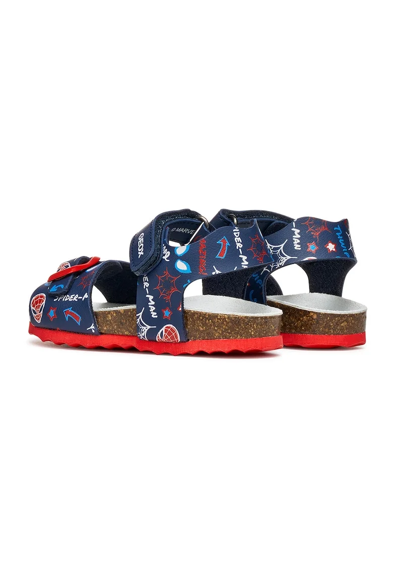 Sandale cu velcro SpiderMan, Rosu englez/Bleumarin