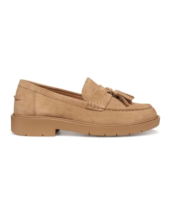 Mocasini din piele intoarsa cu canaf, Caramel