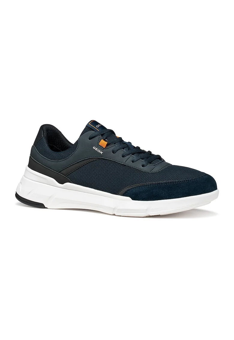 Pantofi sport din plasa si piele ecologica, Negru/Bleumarin