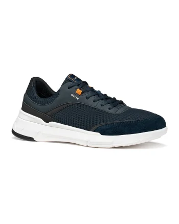 Pantofi sport din plasa si piele ecologica, Negru/Bleumarin