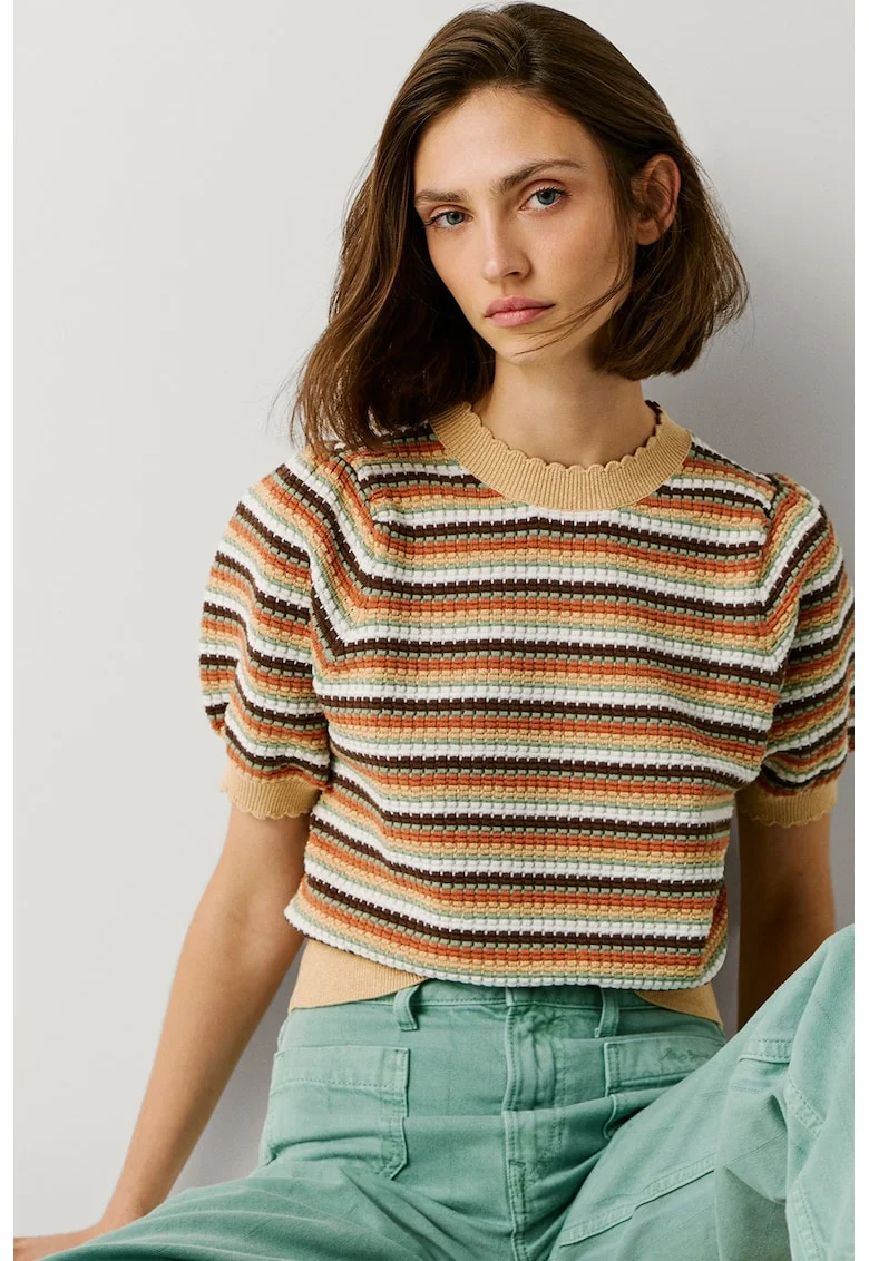 Pulover tricotat cu dungi, Multicolor