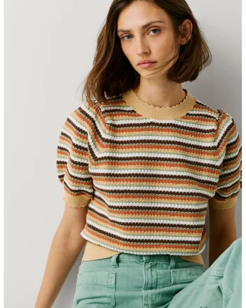 Pulover tricotat cu dungi, Multicolor