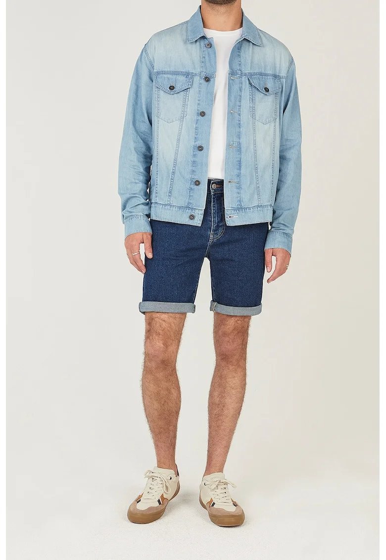 Blugi scurti cu croiala slim-fit Hatch, Albastru inchis