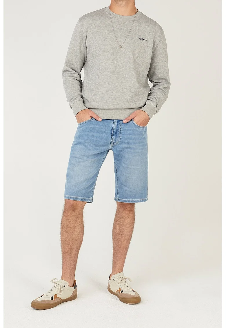 Bermude slim-fit din denim Gymdigo, Albastru deschis melange