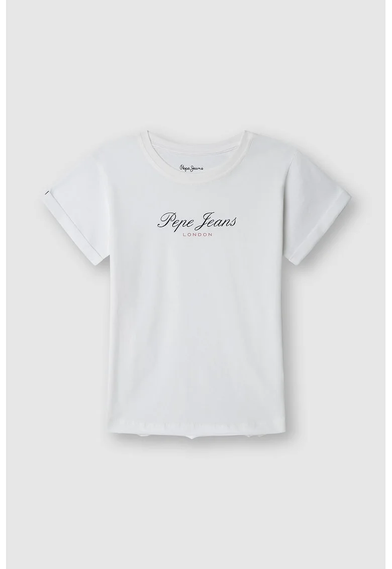 Tricou din bumbac cu imprimeu logo, Negru/Alb optic/Roz prafuit