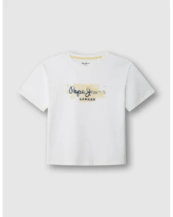 Tricou de bumbac cu decolteu la baza gatului, Bej/Alb optic/Bleumarin