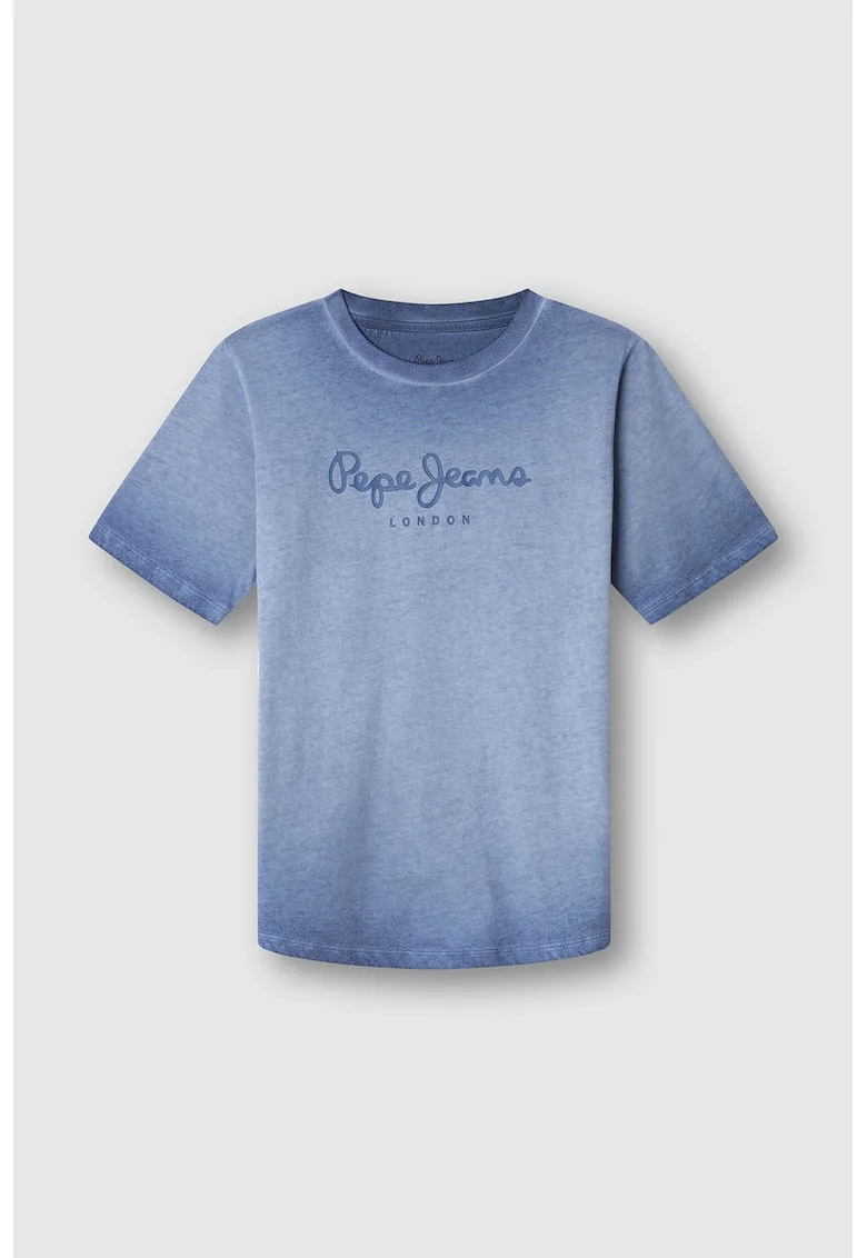 Tricou de bumbac cu aspect decolorat, Albastru inchis