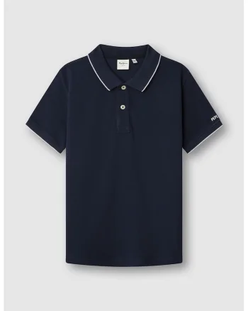 Tricou polo de bumbac, Alb/Albastru ultramarin
