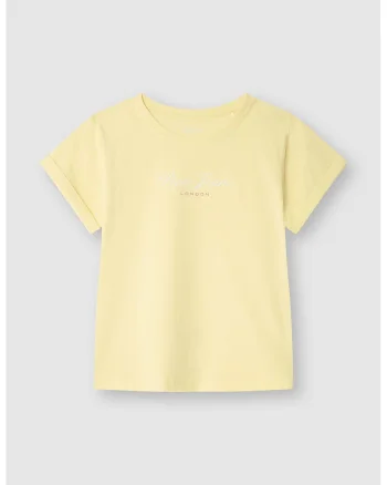 Tricou din bumbac cu imprimeu logo, Galben pai