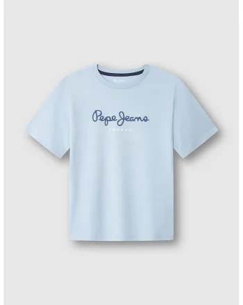 Tricou de bumbac cu imprimeu logo, Albastru inchis/Albastru azur/Alb optic