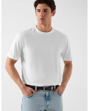 Tricou din amestec de modal si bumbac, Alb optic