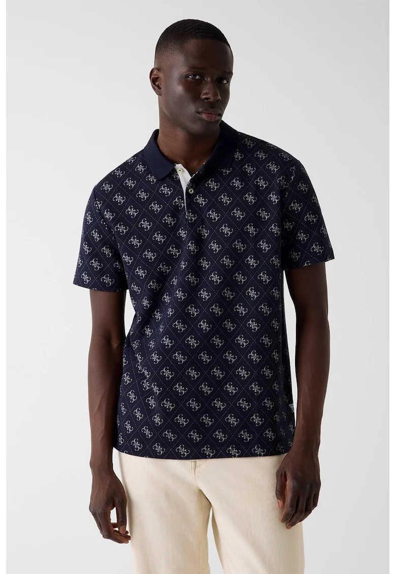 Tricou polo cu model logo, Alb/Violet aubergine