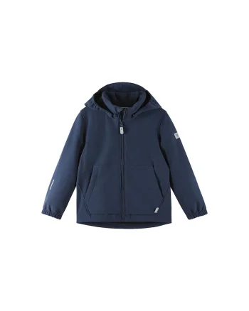 Geaca softshell pentru copii,  bleumarin, poliester reciclat, fermoar