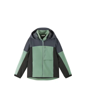 Geaca outdoor copii,  poliester reciclat, verde, fermoar