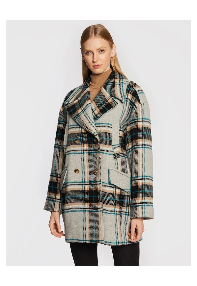 Palton dama,  nasturi, multicolor, 66% lana, 24% poliamida,
