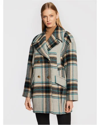 Palton dama,  nasturi, multicolor, 66% lana, 24% poliamida,