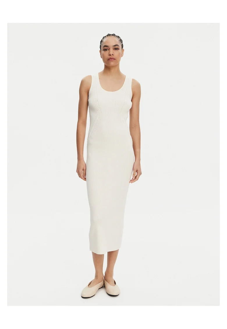 Rochie casual,  poliester, ecru,