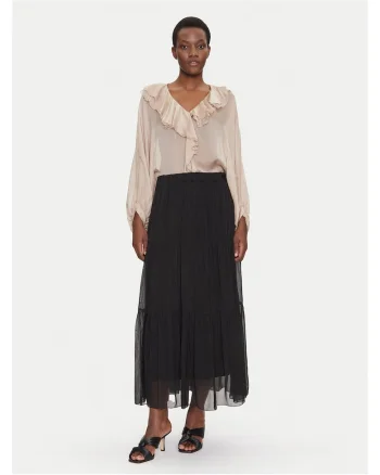 Fusta maxi  neagra, 70% viscoza, 30% matase, pentru femei