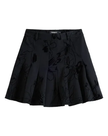 Fusta mini  neagra, 76% poliester, 20% viscoza, 4% elastan, sistem inchidere fermoar,
