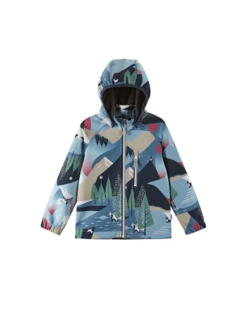Geaca softshell copii,  bleumarin, poliester reciclat,