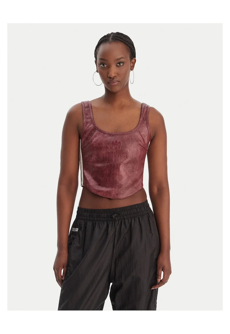Tricou dama,  slim fit, bordeaux, piele ecologica,