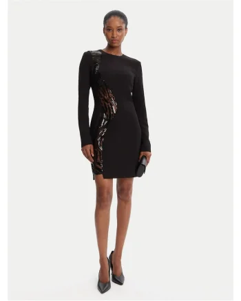 Rochie de cocktail,  neagra, poliester, fermoar, Negru