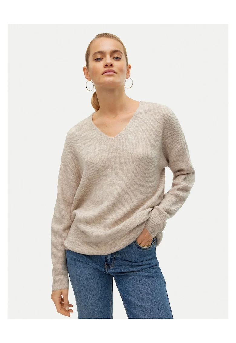 Pulover dama,  lejer, bej, acril/nailon/elastan