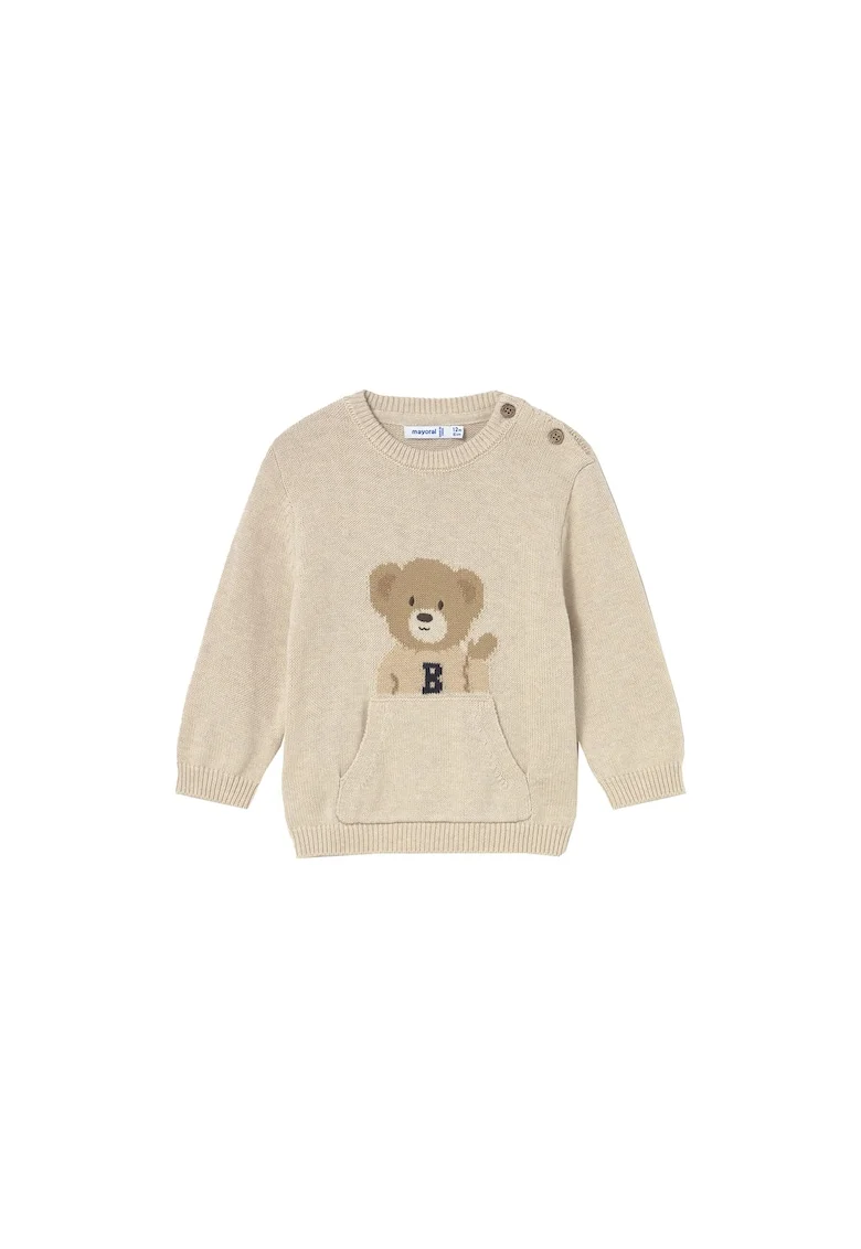 Pulover copii,  60% bumbac, 30% poliamida, 10% lana, bej,