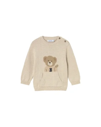 Pulover copii,  60% bumbac, 30% poliamida, 10% lana, bej,